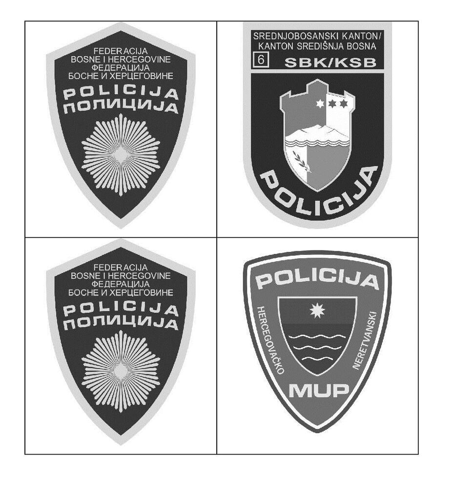 Oznake na desnom i lijevom rukavu policijske uniforme (primjer za SBK i HNK)