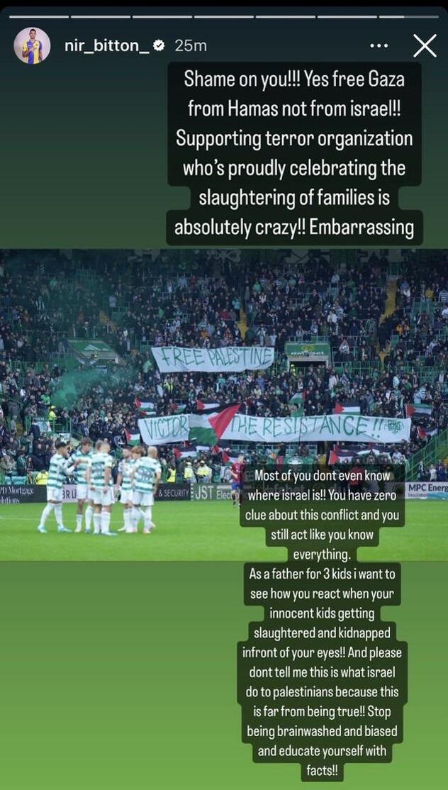 Objava Nira Bittona na Instagram storyju