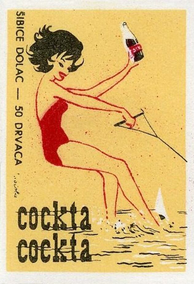 Tvornica šibica Dolac kod Travnika, imala je seriju kutija šibica s duhovitim motivima Cockte