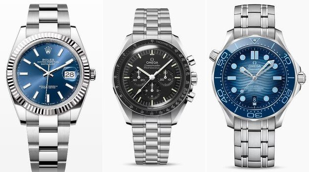 Rolex Datejust 41mm, Omega Speedmaster Moonwatch i Omega Seamaster 300M