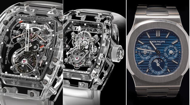 Richard Mille 56-01 Tourbillon, Richard Mille Tourbillon Sapphire 56-02 i Patek Philippe Nautilus Perpetual Calender