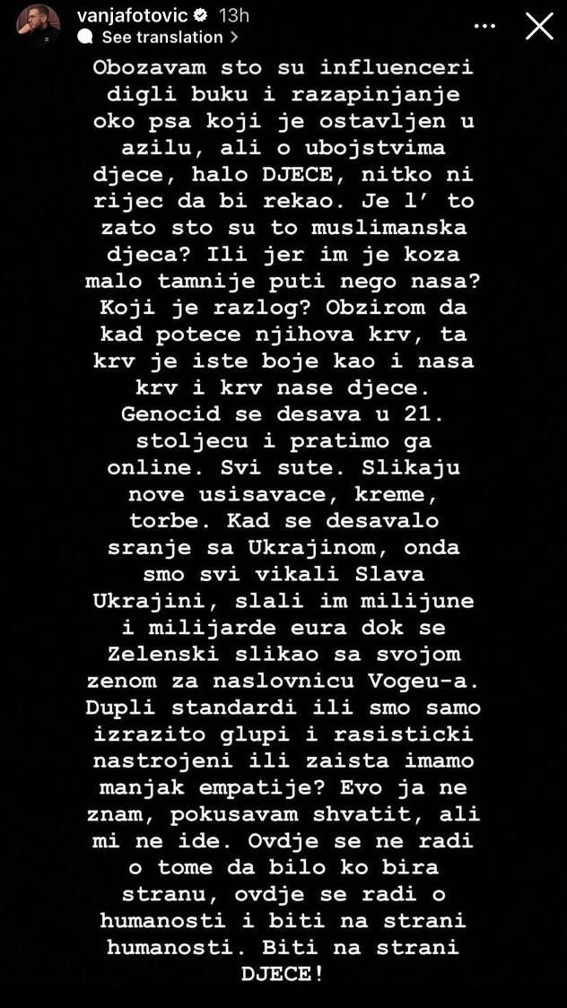 Screenshot: Instagram/vanjafotovic