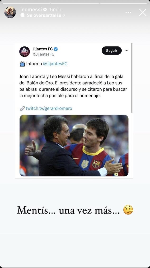 Messijeva reakcija na Instagramu (Foto: Screenshot)