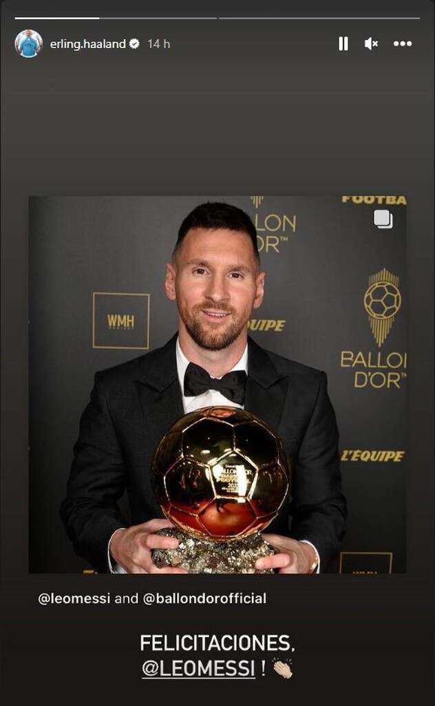 Haaland posvetio story Messiju (Foto: Instagram)