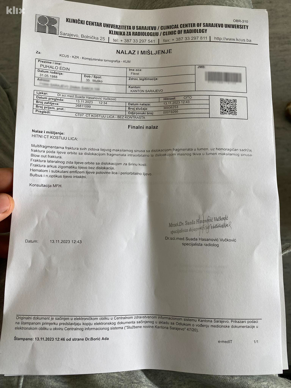 Nalaz i mišljenje doktora o povredama