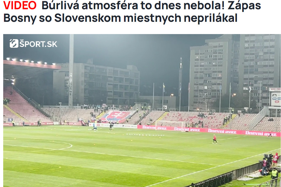 Slovaci iznenađeni zbog praznih tribina (Foto: Screenshot)