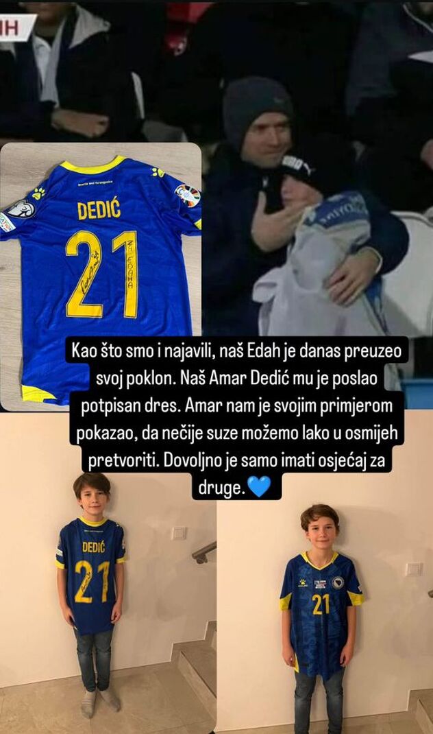 Dječak s dresom koji je dobio (Foto: Instagram)