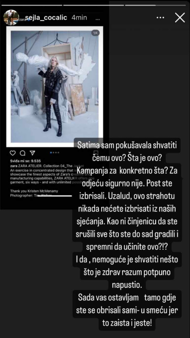 Mišljenje Šejle Cocalić (Screenshot: Instagram)