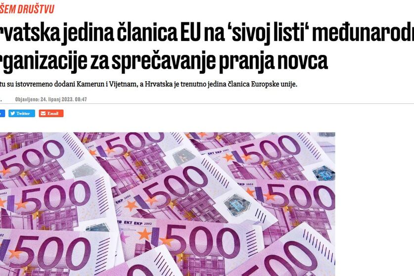 Hrvatska je ove godine završila na sivoj listi FATF-a