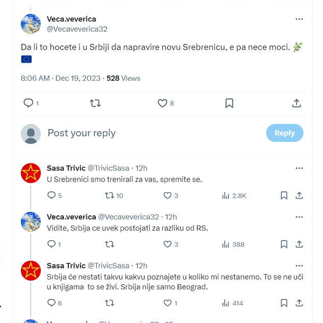 Dio rasprave na Trivićevom profilu (Screenshot: X)