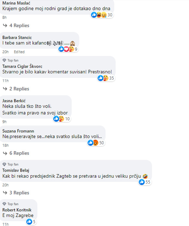 Komentari na fotografije iz Arene (Screenshot/Facebook)