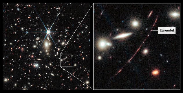 Earendel -  najudaljenija pojedinačna zvijezda koja je do sada posmatrana (Foto: NASA/ESA/CSA)
