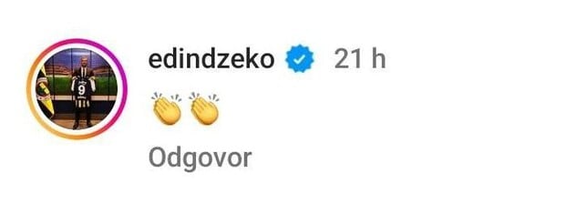 Džeko iznio pohvalu emotikonima (Foto: Screenshot)