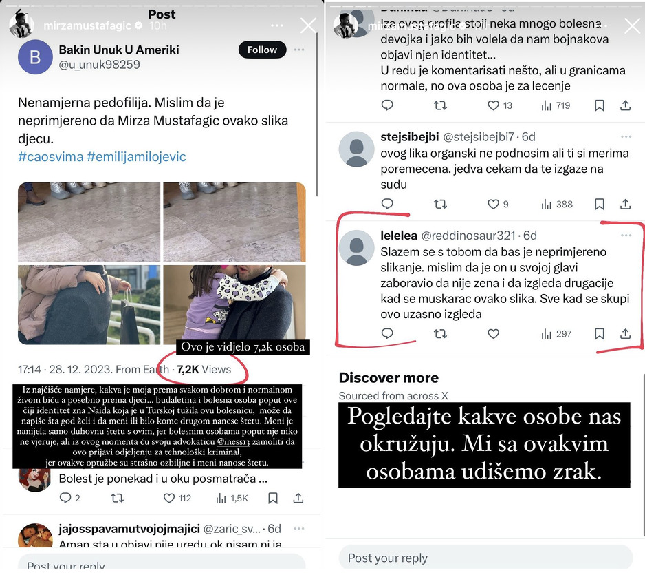 Screenshot spornog tvita i Mirzinih storyja