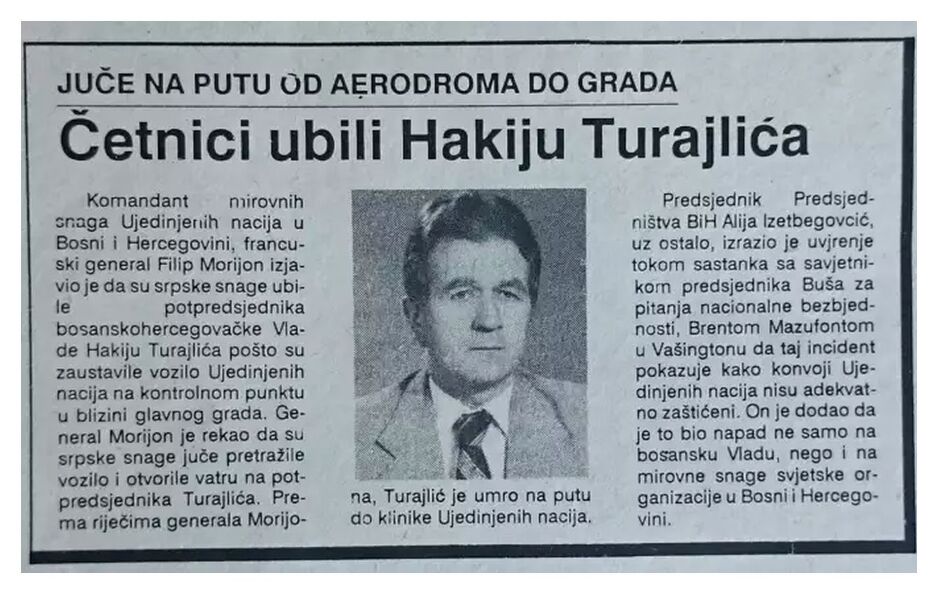 Članak iz sarajevskog Oslobođenja