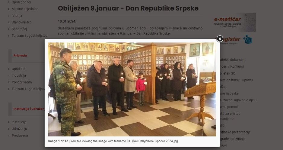 Saopštenje opštine Milići sa fotografijom vojnika EUFOR-a (Screenshot)