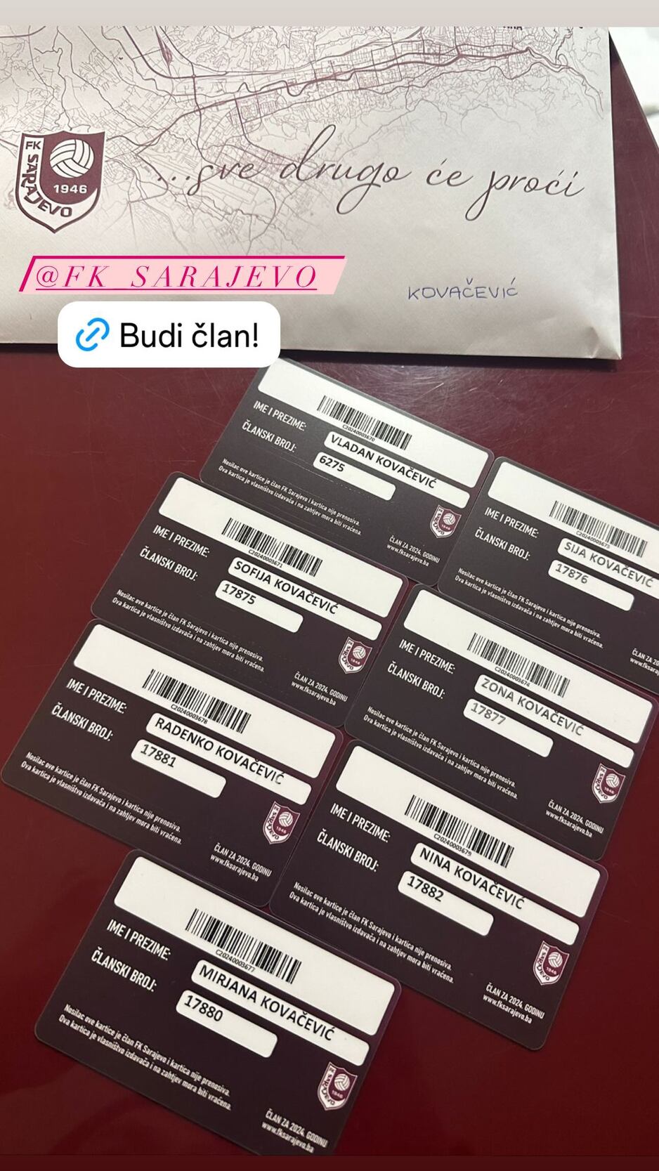 Vladan Kovačević učlanio porodicu u FK Sarajevo (Foto: Instagram)