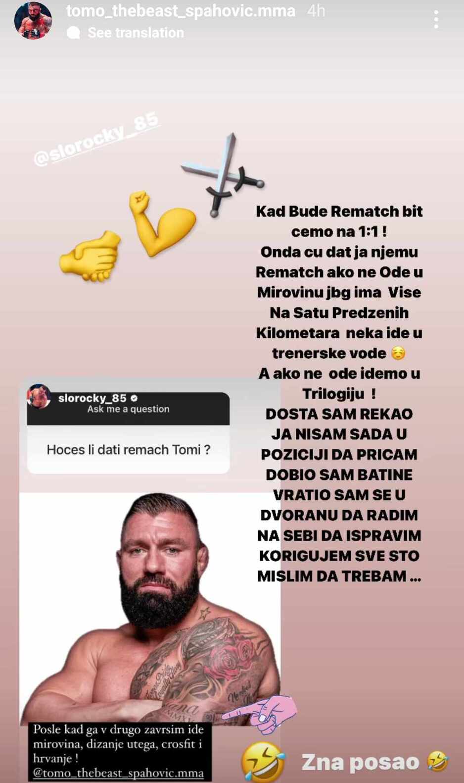 Odgovor Tomislava Spahovića Miranu Fabjanu (Foto: Instagram)