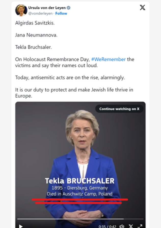 Prvotni video na objavi Von der Leyen