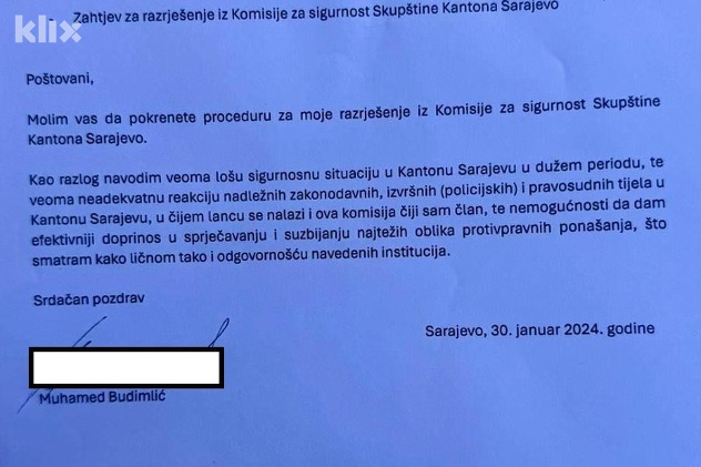 Zahtjev koji je podnio (Foto: Klix.ba)