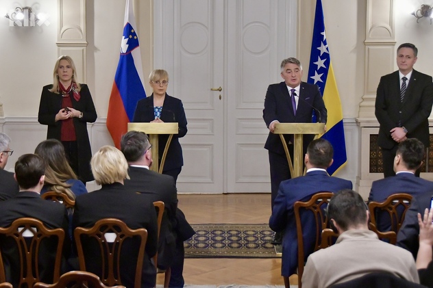 Predsjednica Slovenije Nataša Pirc Musar i predsjedavajući Predsjedništva BiH Željko Komšić (Foto: I. Š./Klix.ba)