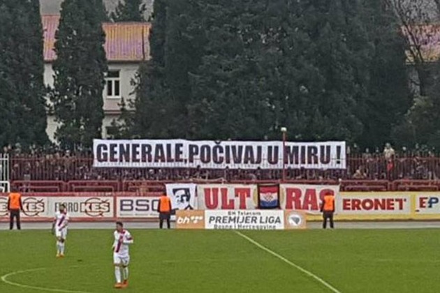 Navijači Zrinjskog veličaju presuđenog ratnog zločinca Slobodana Praljka