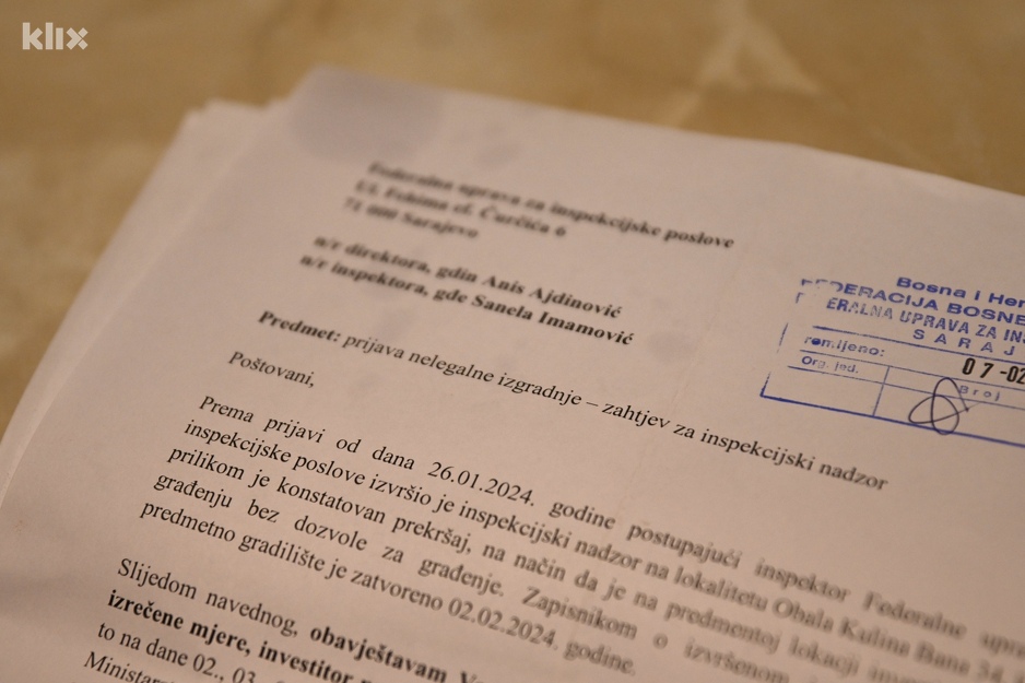 Zahtjev za inspekcijski nadzor (Foto: V. D./Klix.ba)