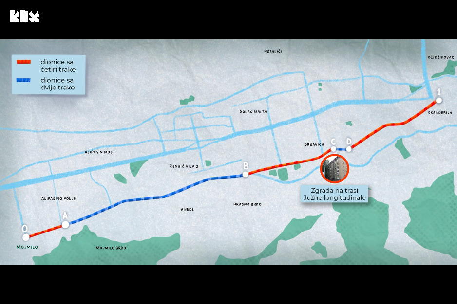 Trasa Južne longitudinale (Ilustracija: A. L./Klix.ba)