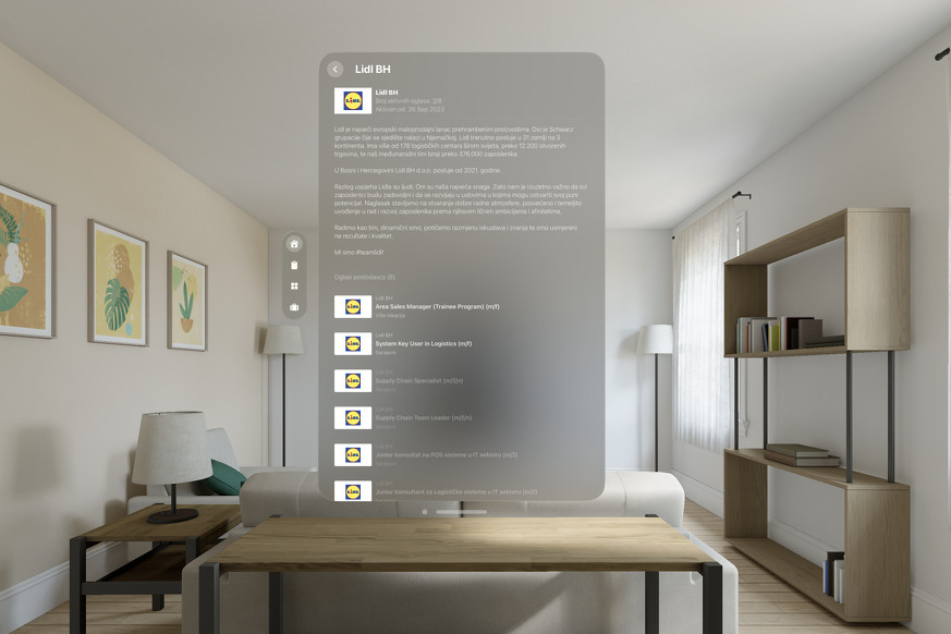 Klix Posao aplikacija za Apple Vision Pro