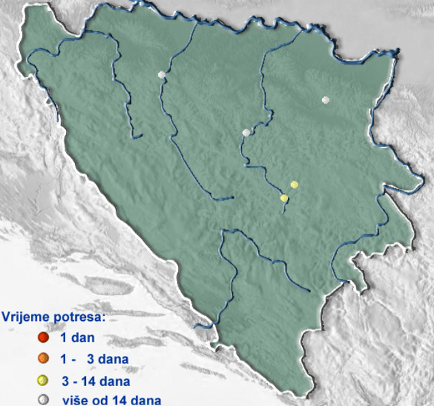 Karta koju je objavio FHMZ