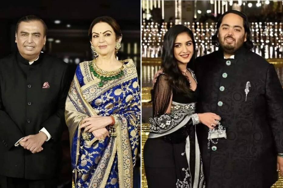 Mukesh Ambani sa suprugom Anitom i Anant Ambani sa zaručnicom Radhikom (Foto: Twitter)