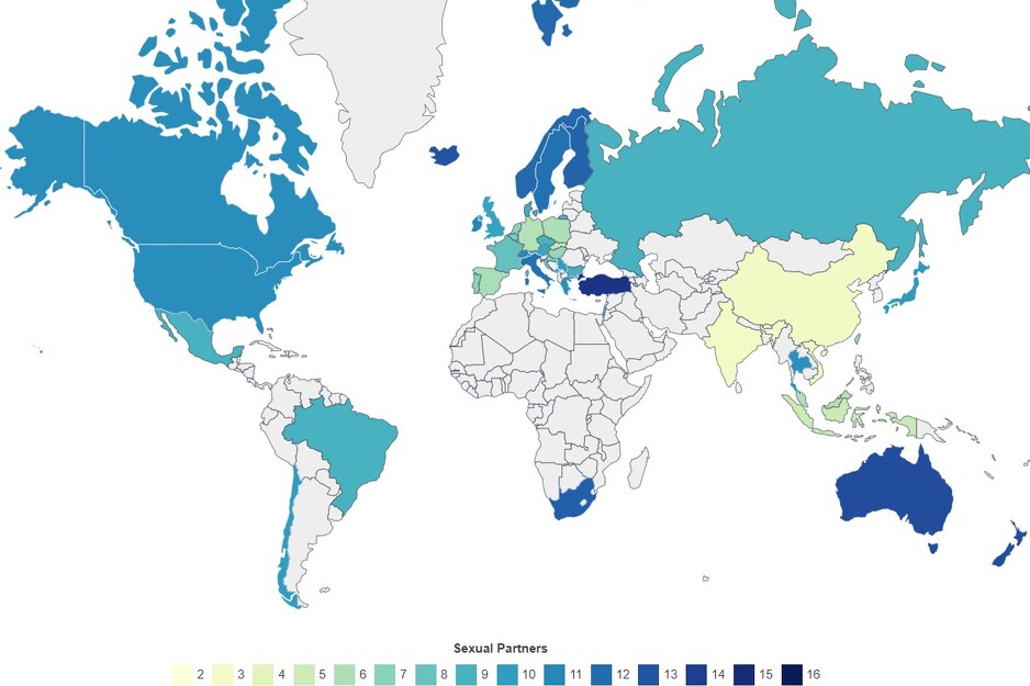 Pogledajte kartu svijeta prema prosječnom broju seksualnih partnera / Foto:Screenshot/worldpopulationreview.com