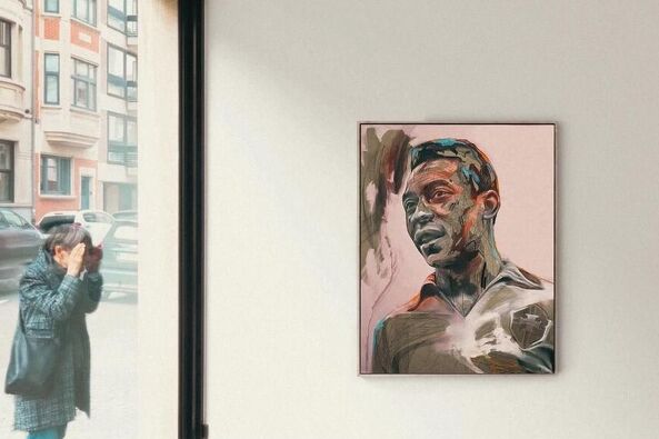 “O REI” (kralj na portugalskom) je platno dimenzija 200x150 cm, koje je 2023. godine naslikao savremeni umjetnik Alexandre Hopare / (Foto: Twitter)