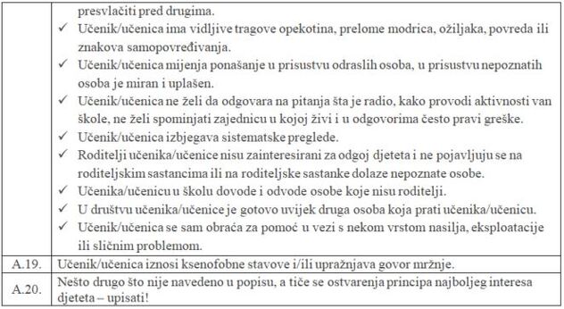 Situacije koje ministarstvo otkrije kroz redovne aktivnosti stručnih službi škola