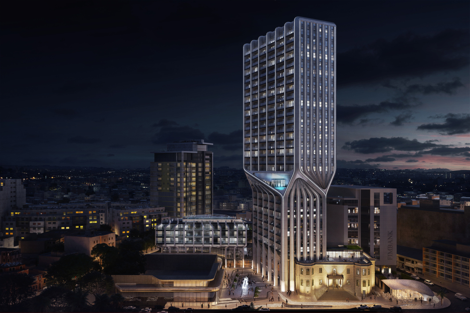 Mercury Tower East Elevation Nigh Render by Negativ