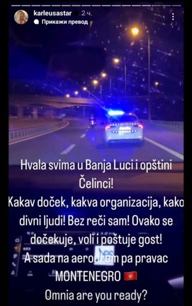 Karleuša se pohvalila i policijskom pratnjom