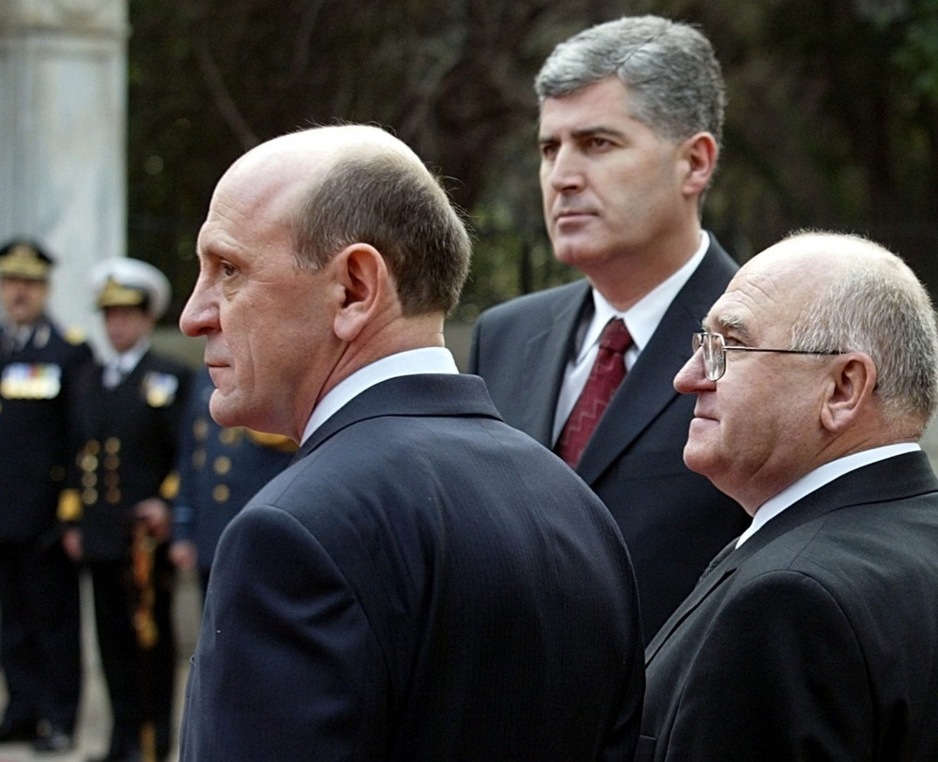 Predsjedništvo BiH u mandatu 2003. - 2006. (Sulejman Tihić, Dragan Čović i Borislav Paravac)