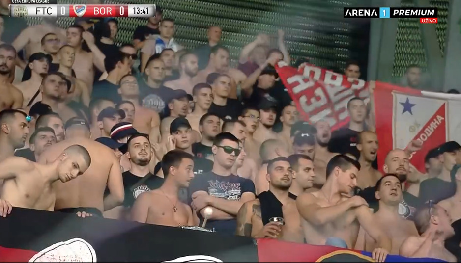 Navijači Borca u Budimpešti (Foto: Screenshot)
