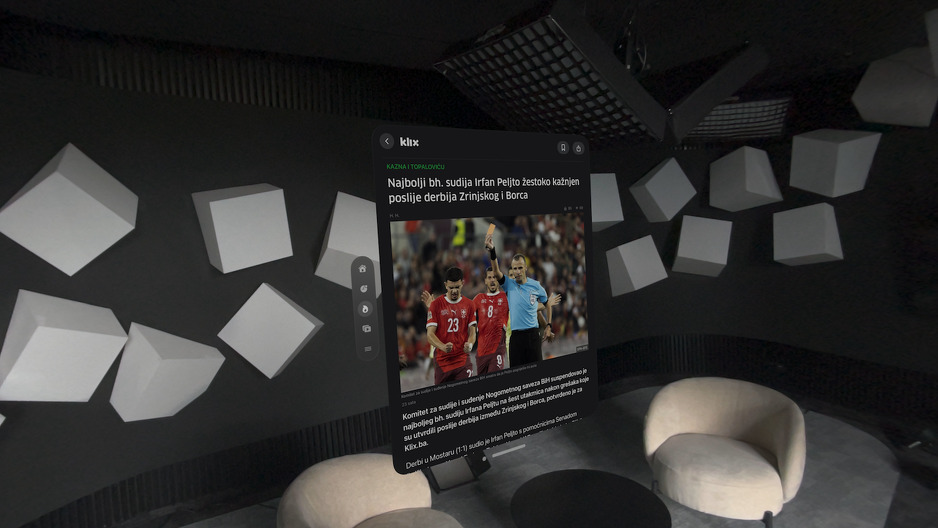 Klix.ba aplikacija za Apple Vision Pro u Klix Studiju