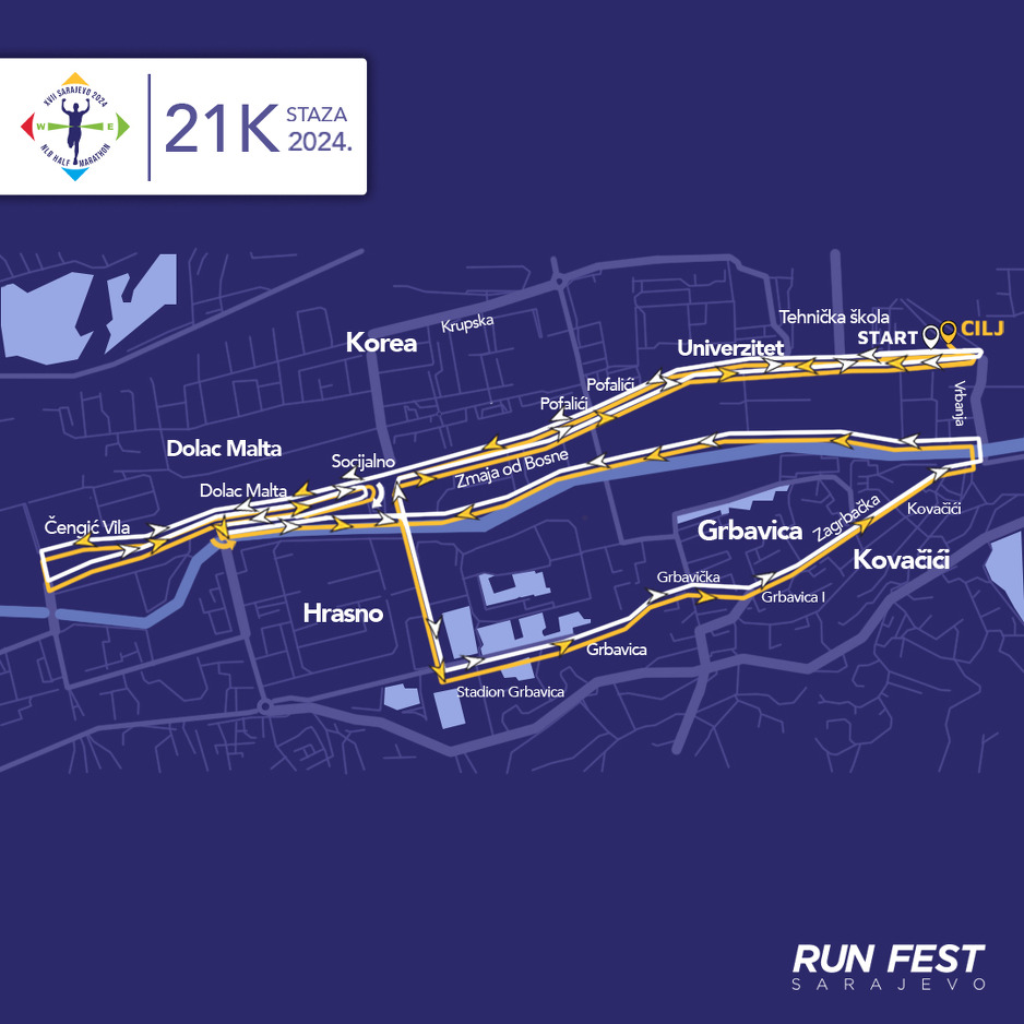 Ulice koje će biti zatvorene zbog utrke (Foto: Klix.ba)