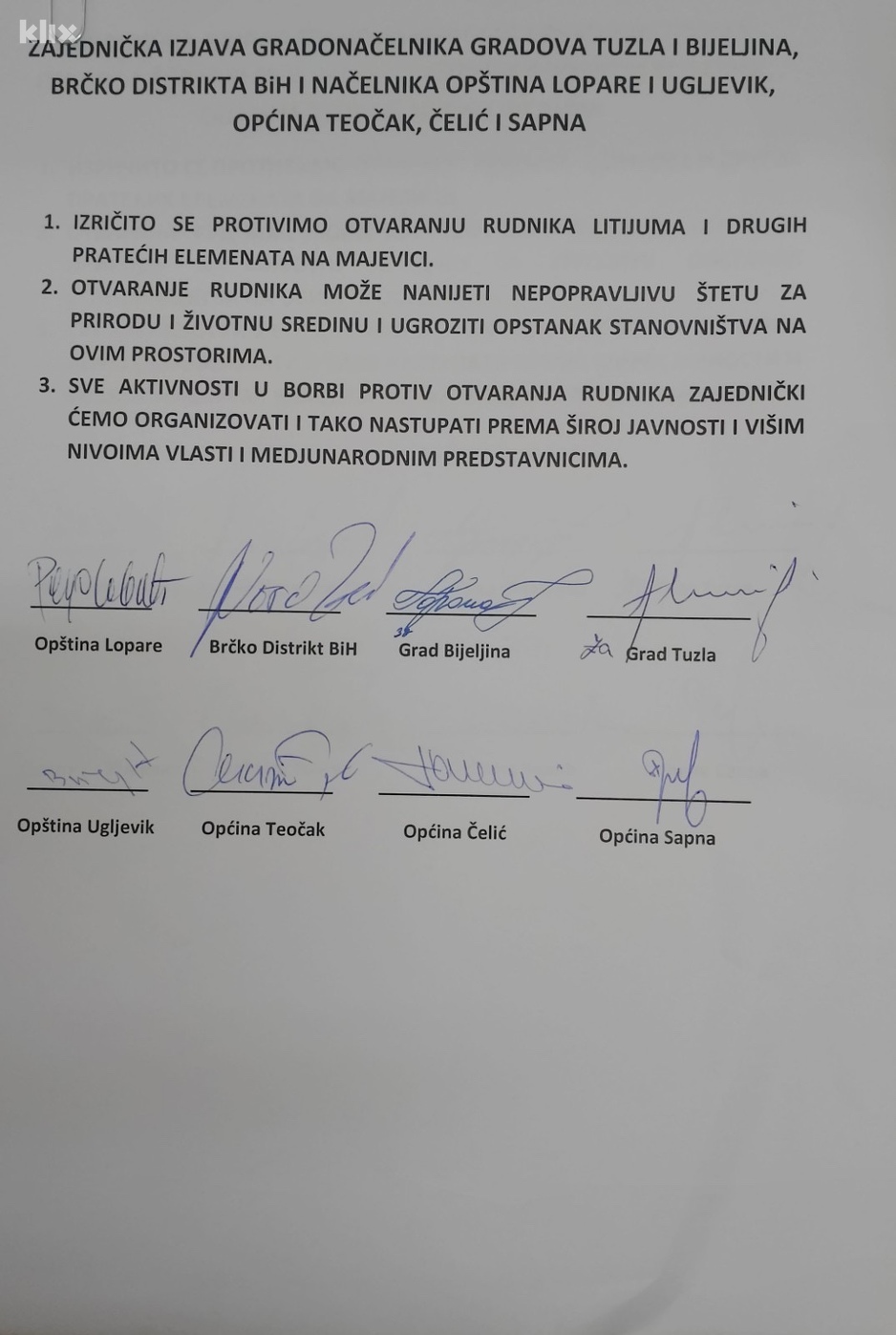Zajednička izjava (Foto: A. K./Klix.ba)