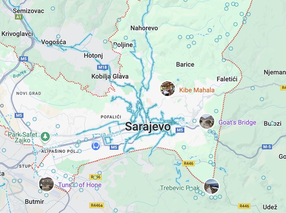Dijelovi Sarajeva koje je trenutno moguće