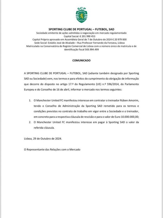 Sporting potvrdio odlazak Rubena Amorima (Foto: Twitter)