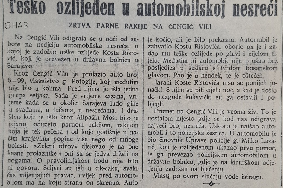 Članak iz novina (Foto: Historijski arhiv Sarajevo)