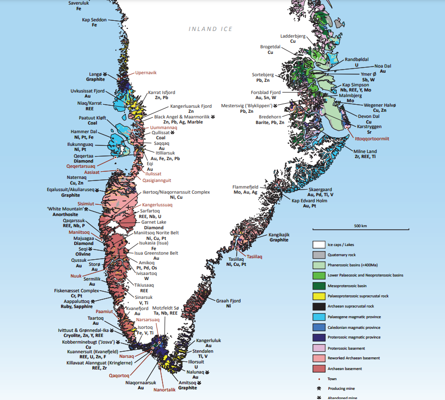 Rudna bogatstva i minerali na dijelu Grenlanda
