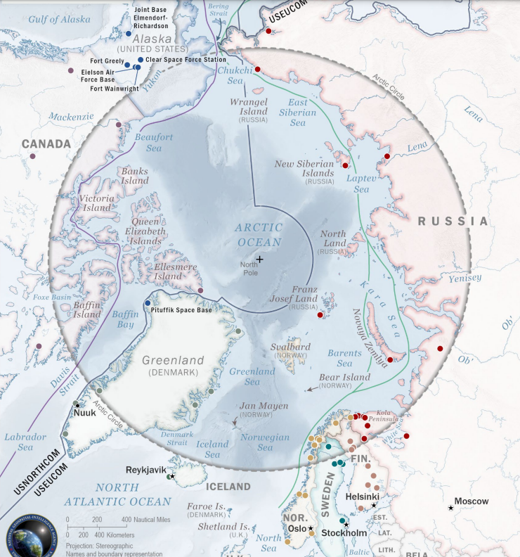 Mapa Arktika iz izvještaja Pentagona