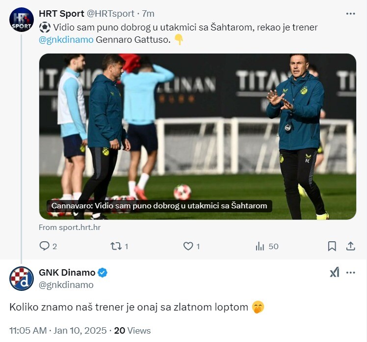 Odgovor Dinama na Twitteru (Foto: Screenshot)