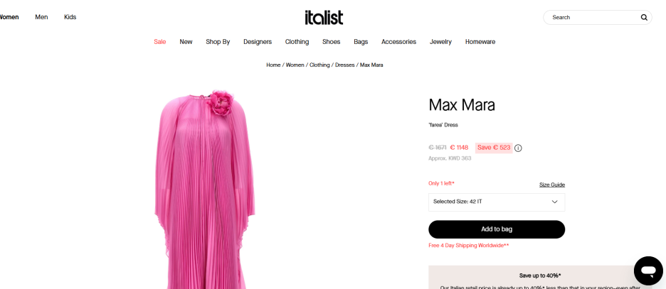 Screenshot/Italist.com