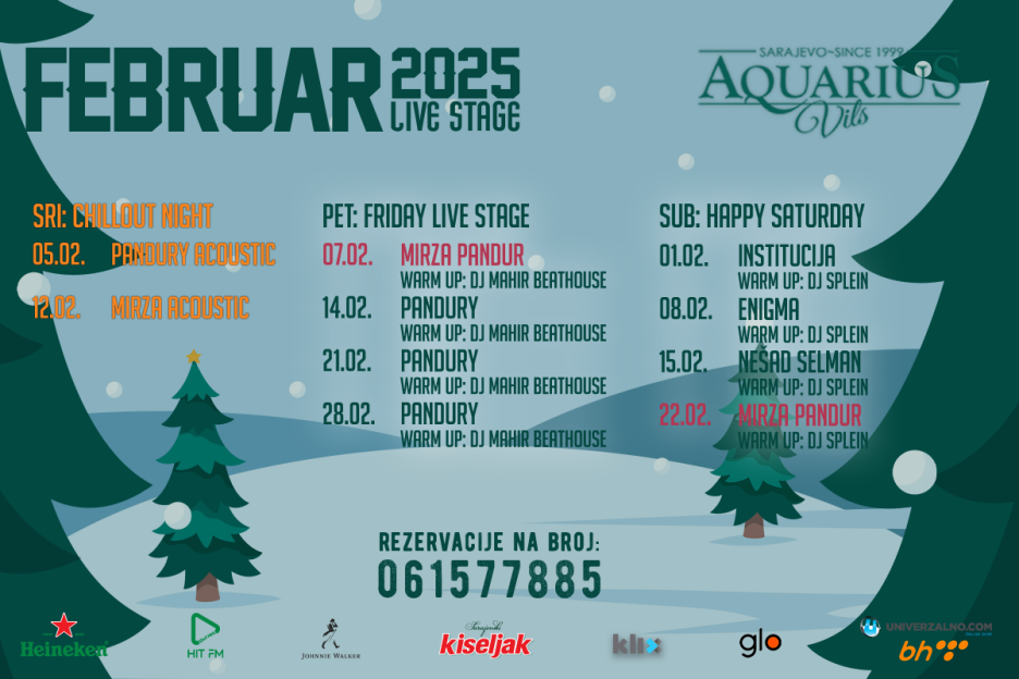 Repertoar za mjesec februar u Aquarius Vilsu