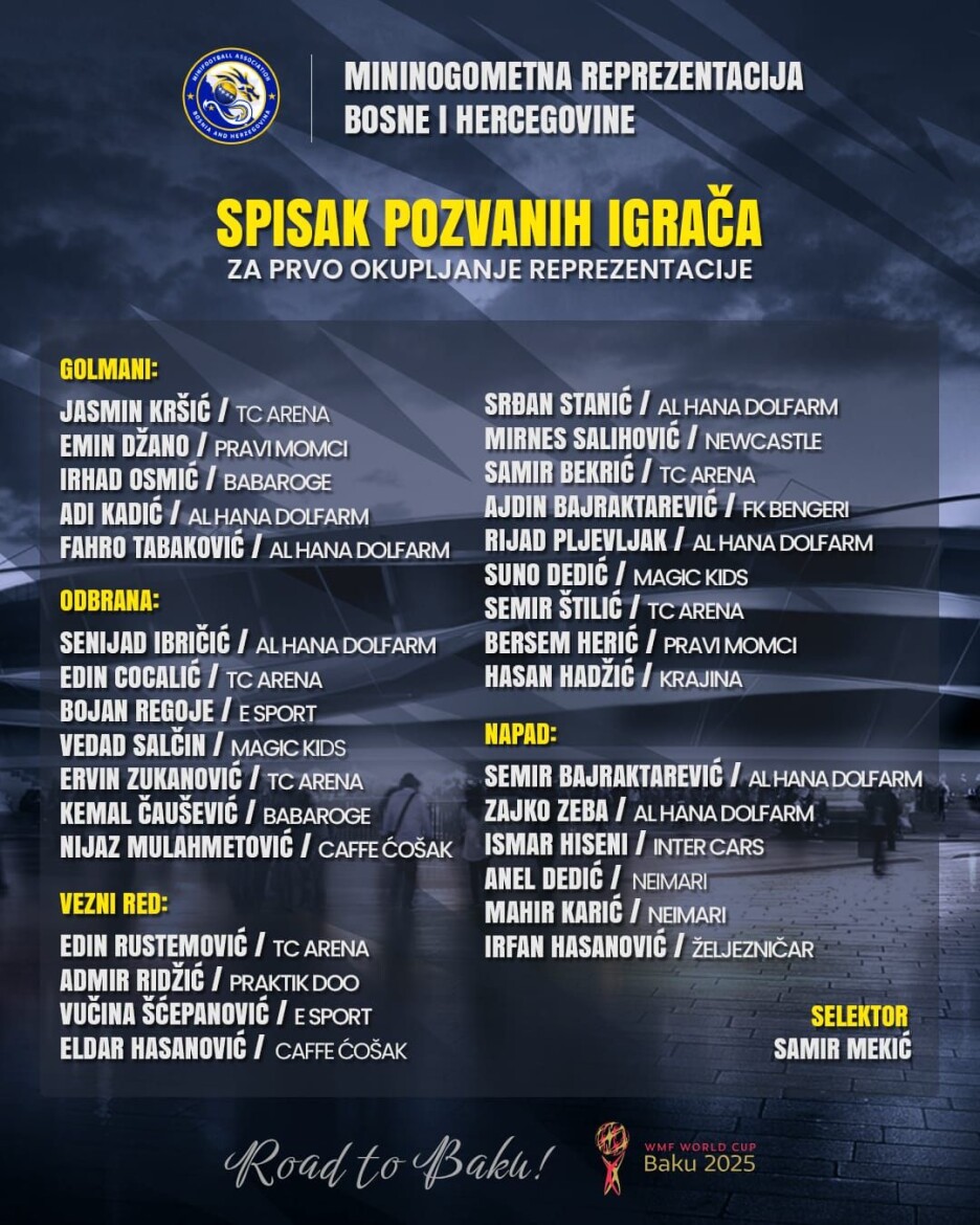 Spisak mininogometne reprezentacije BiH (Foto: Facebook)